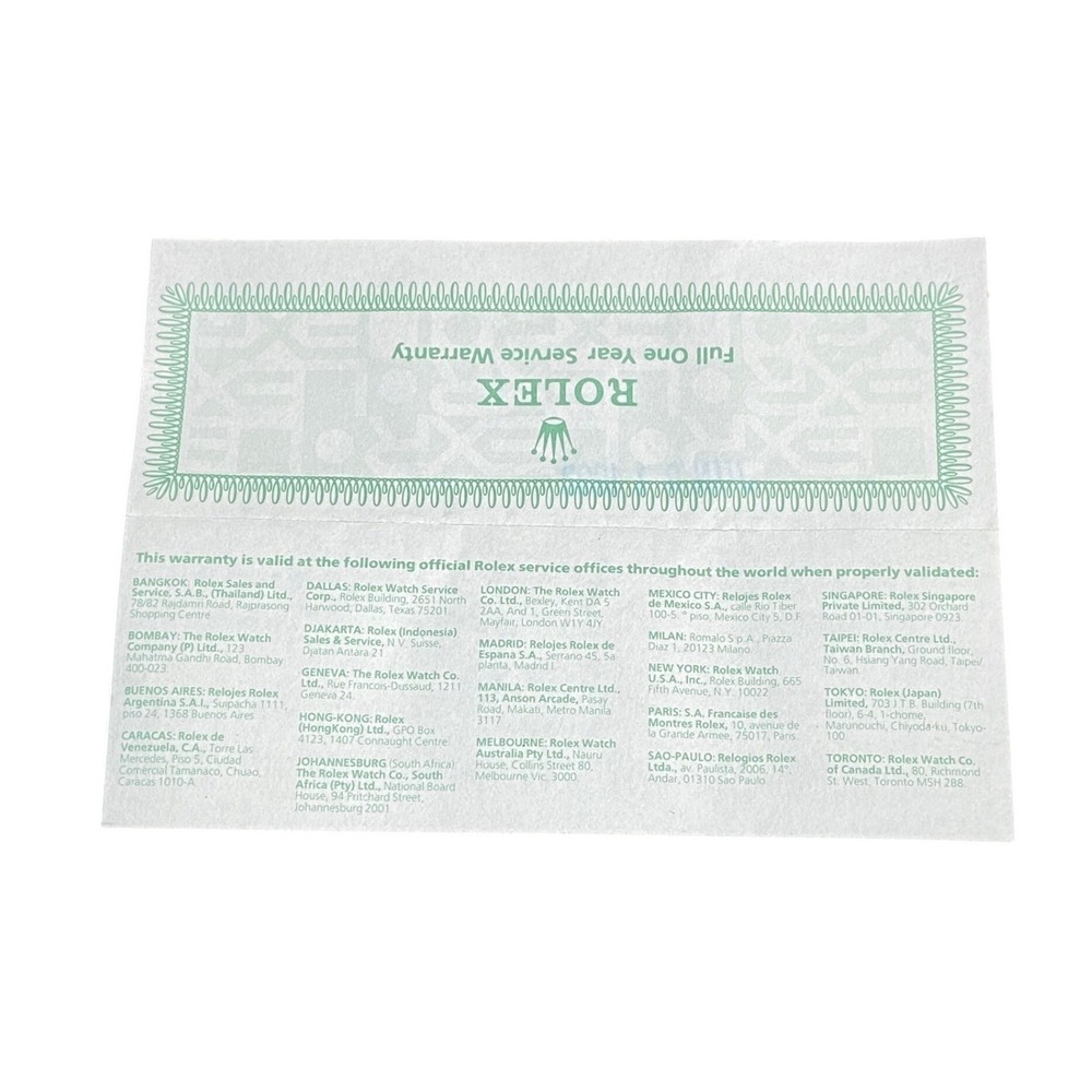 Vintage 1992 Rolex Service Warranty Paper Reference O-62585‎ Serial 3126713 - Picture 2 of 8